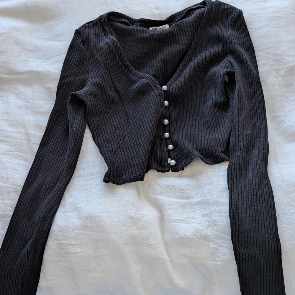 Reformation Charcoal Ribbed Top